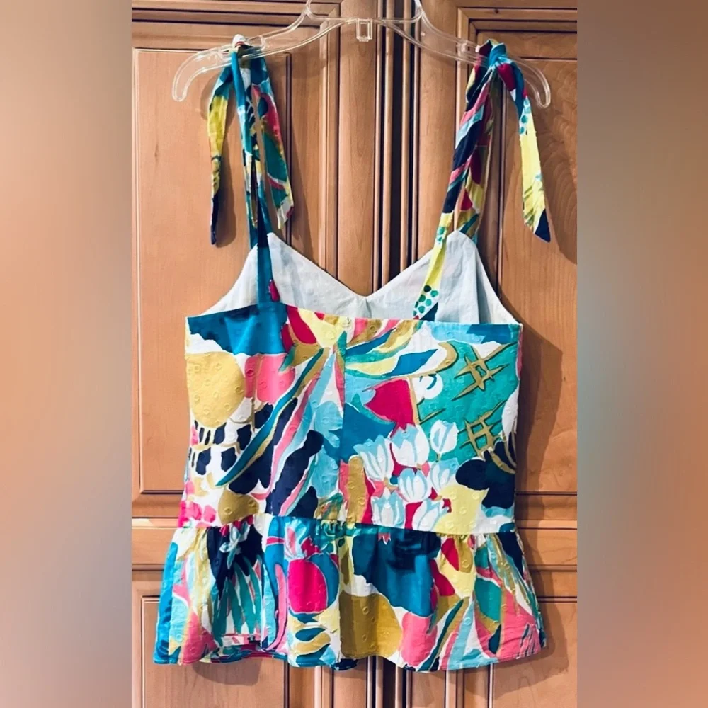 J. Crew Peplum Tie Shoulder Floral Sleeveless Top